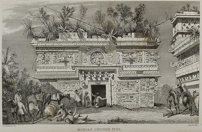 Dibujo por Frederick Catherwood sobre sus viajes por Centroamérica. Imagen a través de Met Museum.