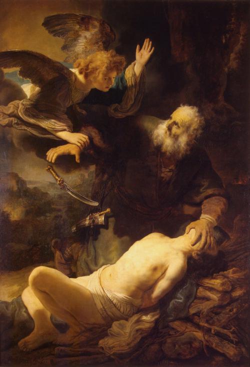 Abraham’s Sacrifice (El sacrificio de Abraham) por Rembrandt a través de Wikicommons
