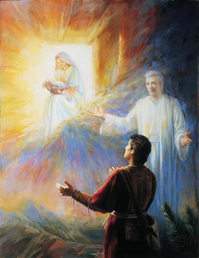 "Nephi's Vision of the Virgin Mary" (La visión de Nefi de la virgen Maria) por Judith A. Mehr