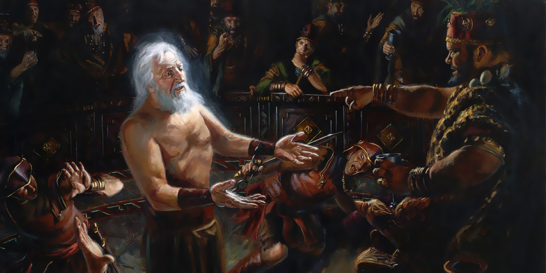 Abinadi Testifying before King Noah (Abinadí testificando ante el rey Noé) por Jeremy Winborg