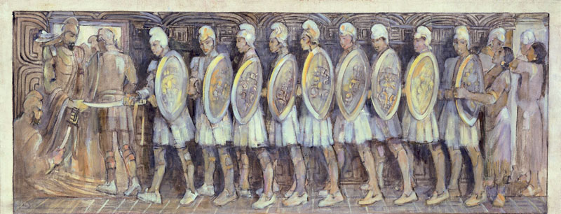 The Stripling Warriors (Los Jóvenes Guerreros) por Minerva Teichert