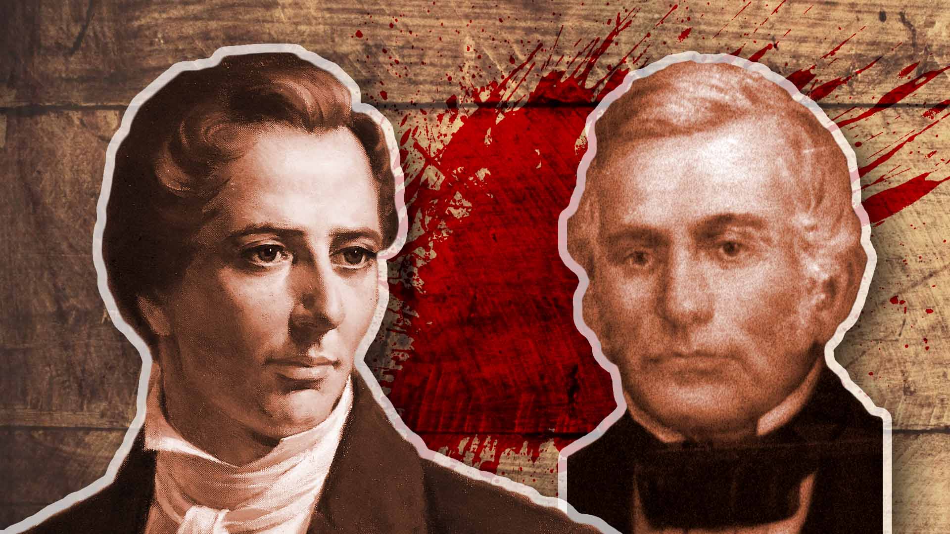 Retratos de José Smith y Lilburn Boggs.